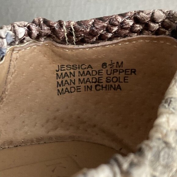 KAARI Flats Faux Snake Skin Shoes Jessica Pointy Toe Ballet Elastic Heel… - Picture 7 of 8